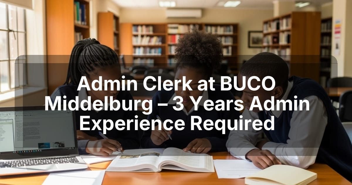 Admin Clerk at BUCO Middelburg – 3 Years Admin Experience Required
