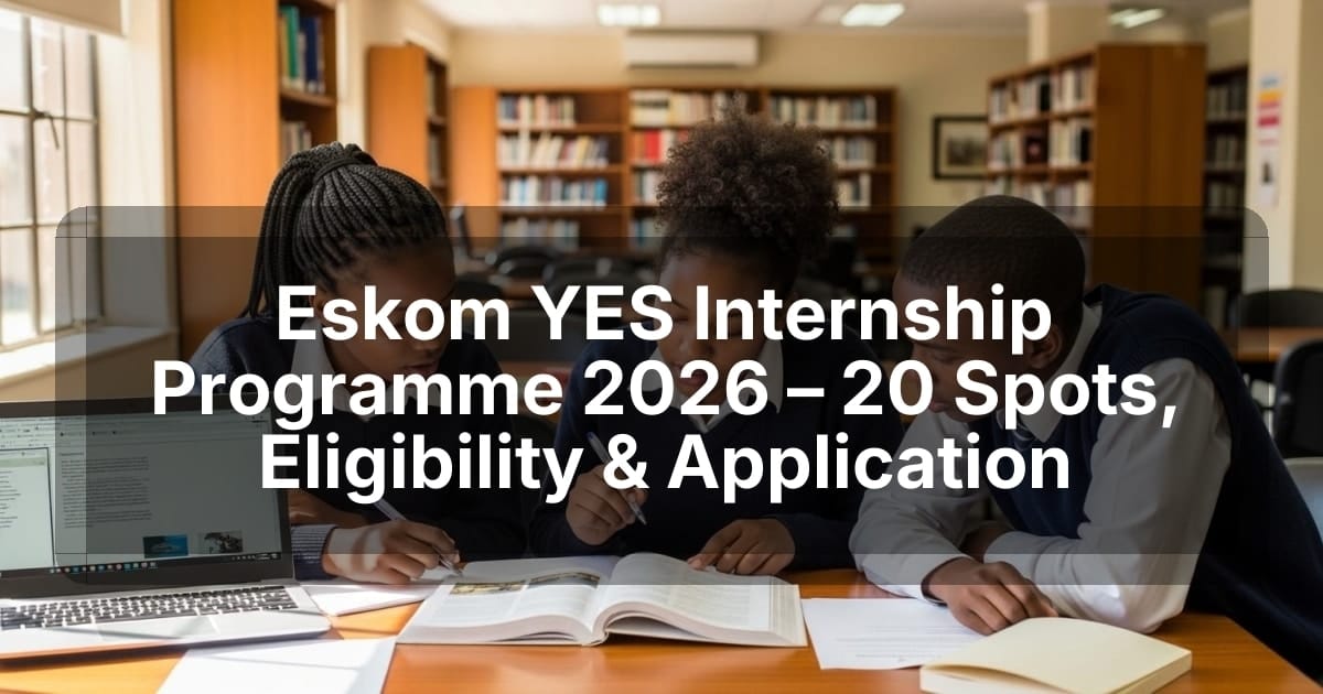 Eskom YES Internship Programme 2026 – 20 Spots, Eligibility & Application