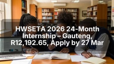 HWSETA 2026 24‑Month Internship – Gauteng, R12,192.65, Apply by 27 Mar