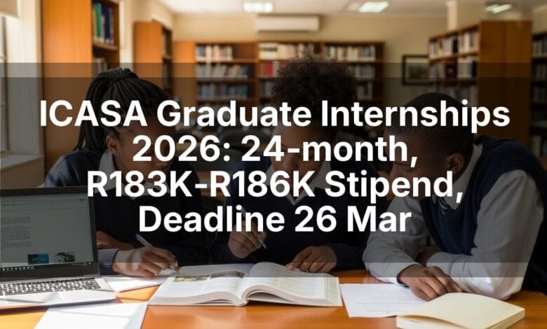 ICASA Graduate Internships 2026: 24‑month, R183K‑R186K Stipend, Deadline 26 Mar