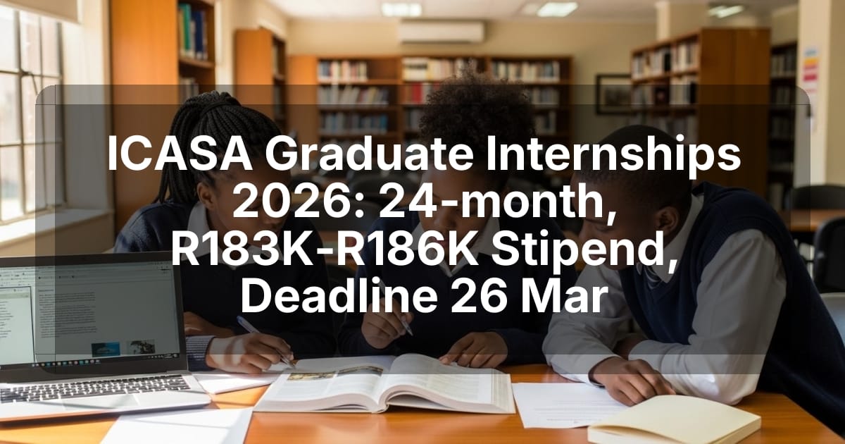 ICASA Graduate Internships 2026: 24‑month, R183K‑R186K Stipend, Deadline 26 Mar