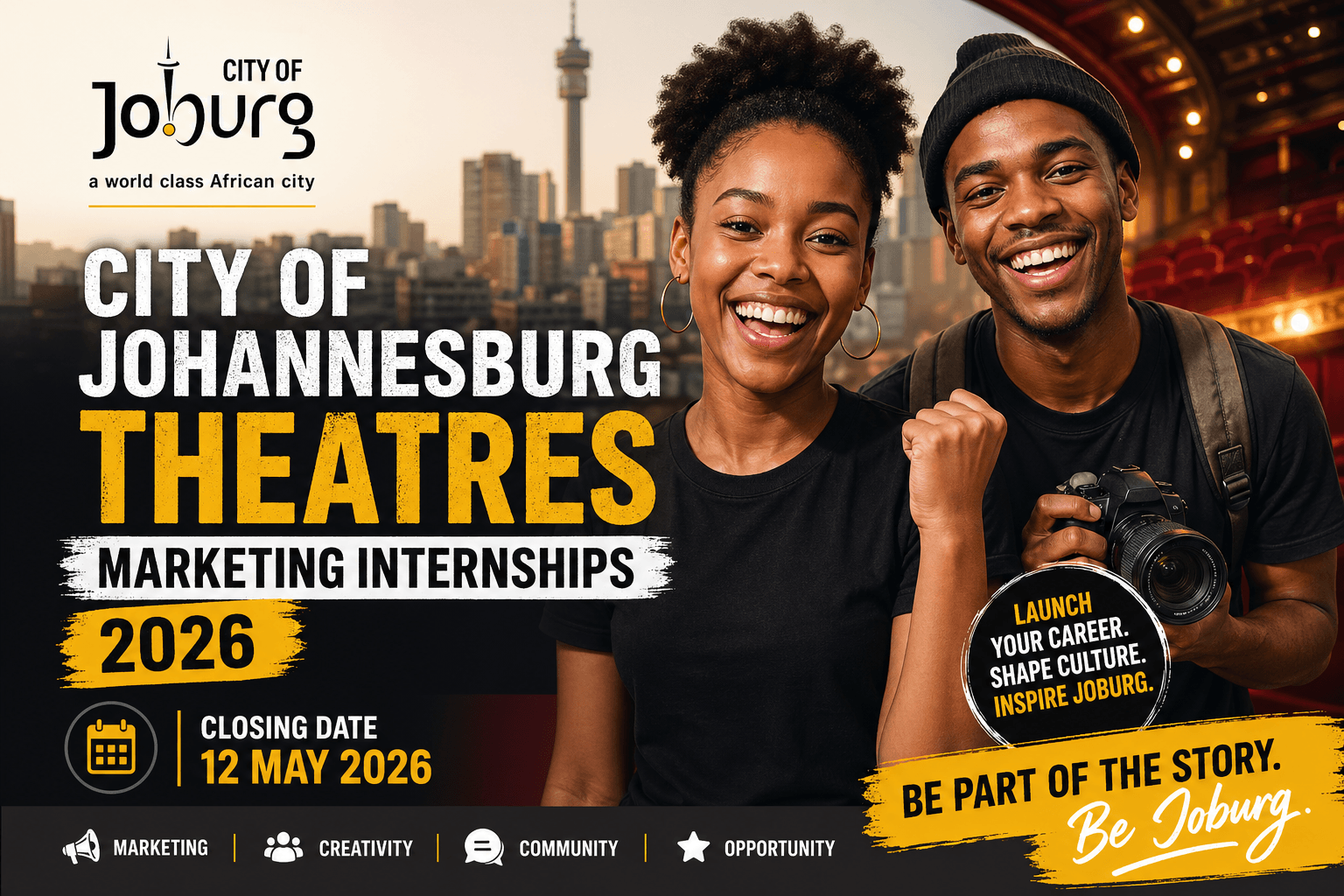 City of Johannesburg Theatres Marketing Internships 2026 Closing Date 12 May