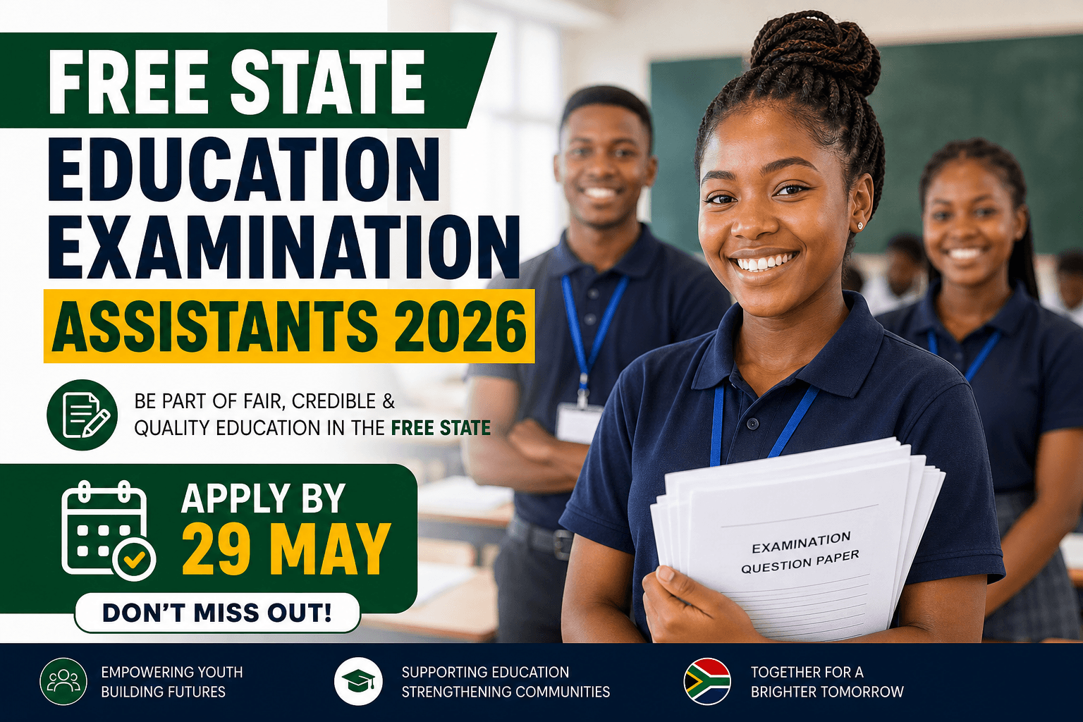 Free State Education Examination Assistants 2026: Apply by 29 May
