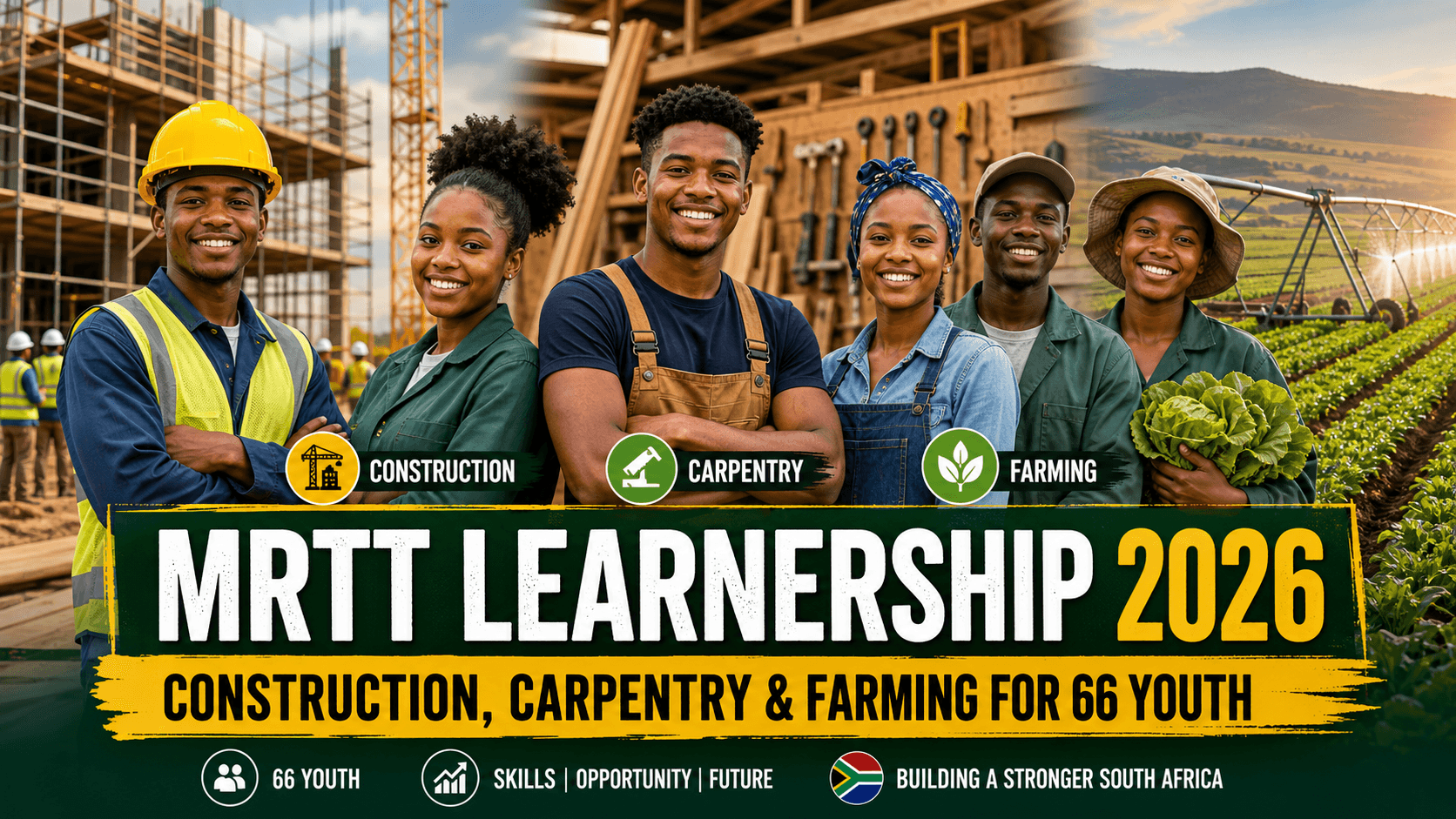 MRTT Learnership 2026: Construction, Carpentry & Farming for 66 Youth