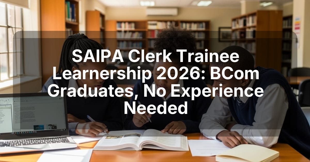 SAIPA Clerk Trainee Learnership 2026: BCom Graduates, No Experience Needed