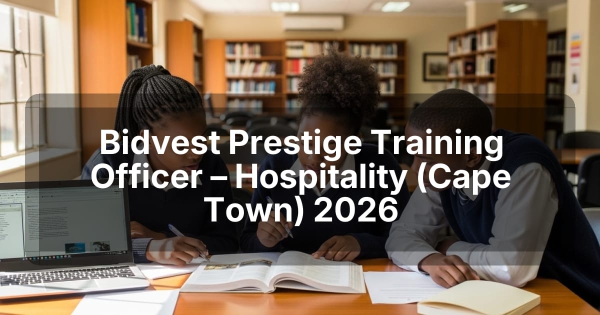 Bidvest Prestige Training Officer – Hospitality (Cape Town) 2026