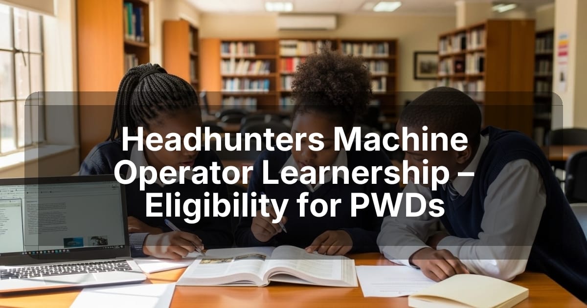 Headhunters Machine Operator Learnership – Eligibility for PWDs