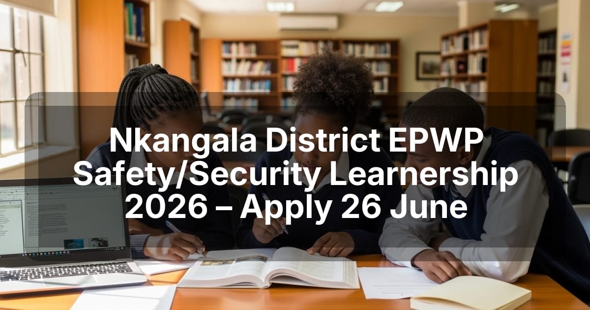 Nkangala District EPWP Safety/Security Learnership 2026 – Apply 26 June