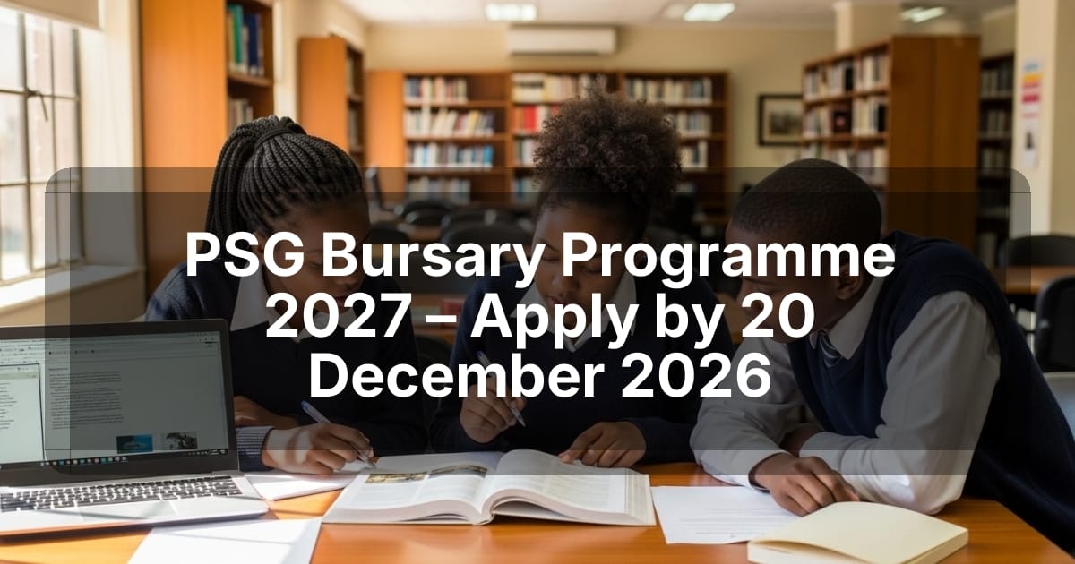 PSG Bursary Programme 2027 – Apply by 20 December 2026