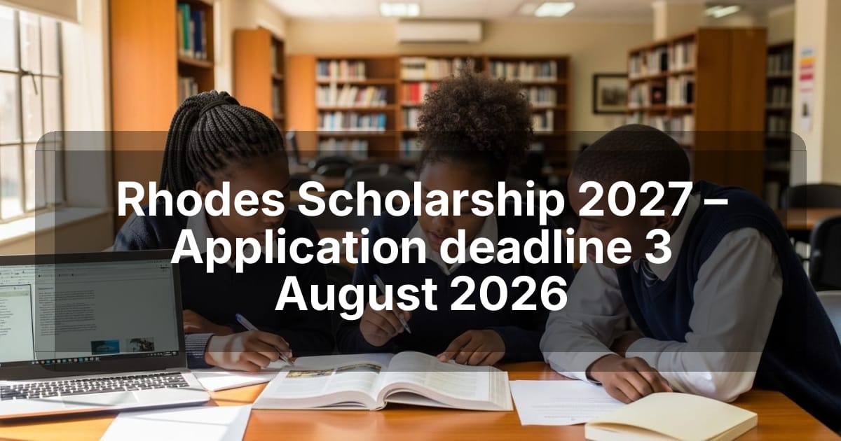 Rhodes Scholarship 2027 – Application deadline 3 August 2026