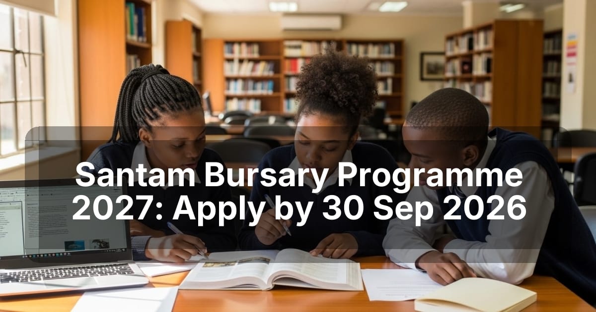 Santam Bursary Programme 2027: Apply by 30 Sep 2026