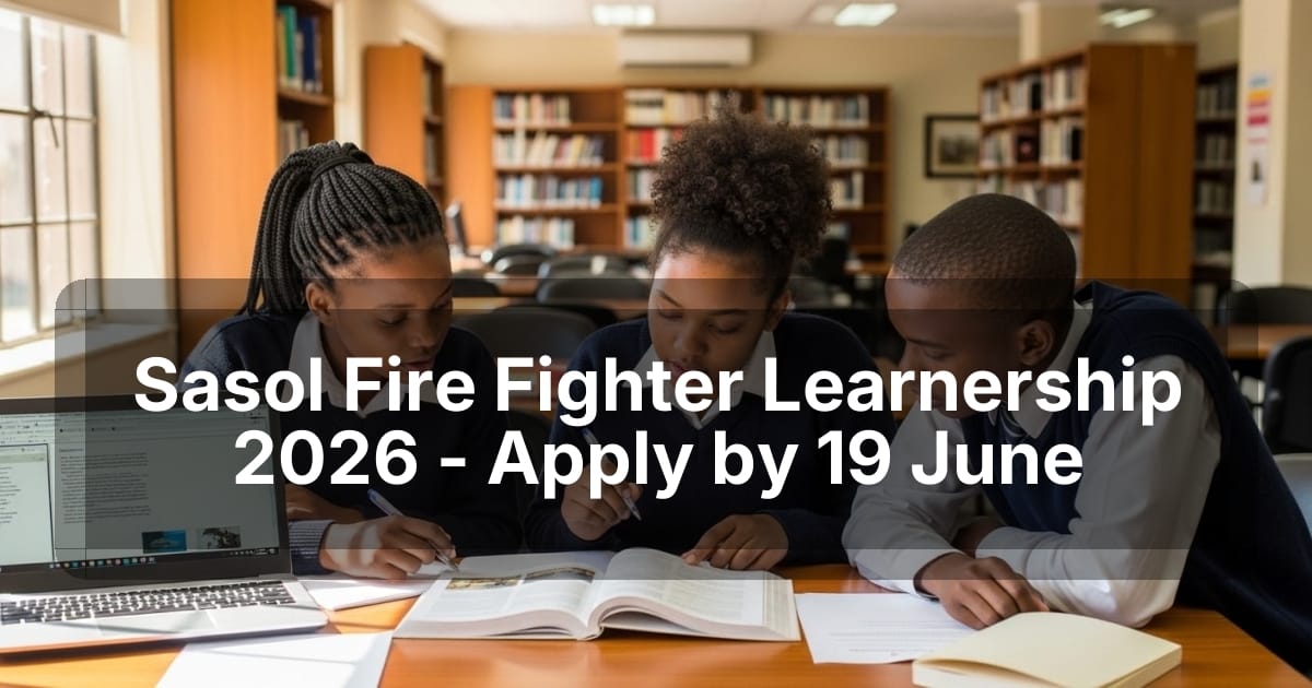 Sasol Fire Fighter Learnership 2026 - Apply by 19 June