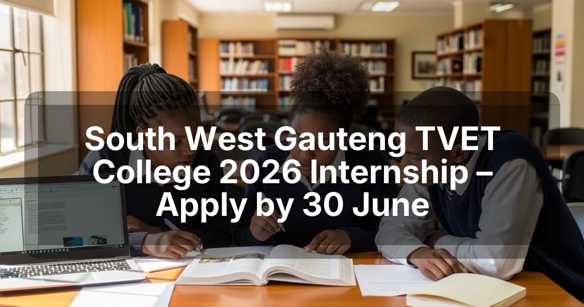 South West Gauteng TVET College 2026 Internship – Apply by 30 June