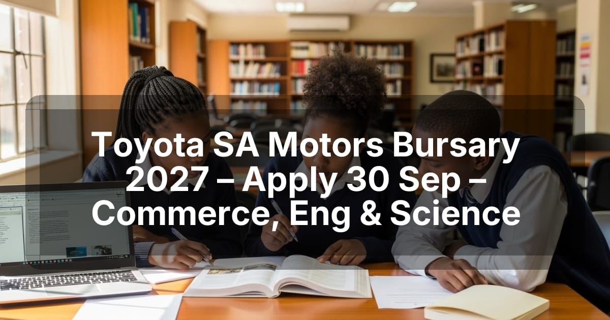 Toyota SA Motors Bursary 2027 – Apply 30 Sep – Commerce, Eng & Science