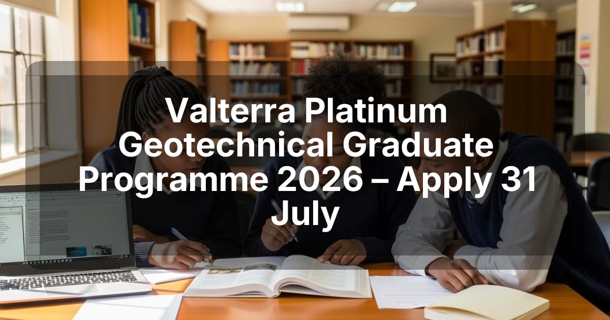 Valterra Platinum Geotechnical Graduate Programme 2026 – Apply 31 July