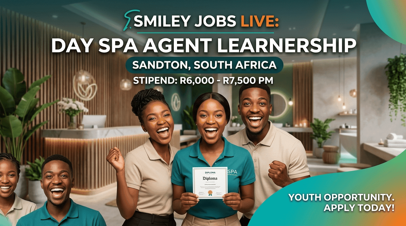 Smiley Jobs Live Day Spa Agent Learnership – Sandton, R6‑7.5k Stipend