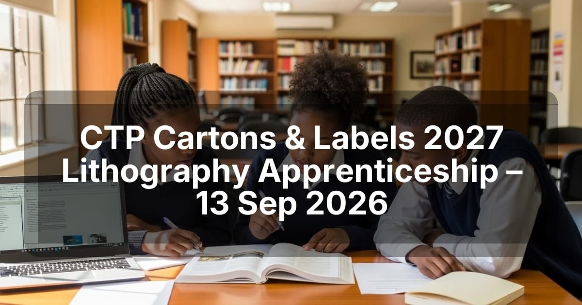 CTP Cartons & Labels 2027 Lithography Apprenticeship – 13 Sep 2026