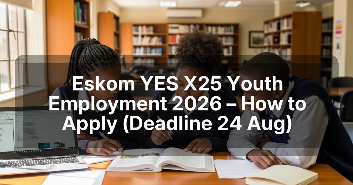 Eskom YES X25 Youth Employment 2026 – How to Apply (Deadline 24 Aug)