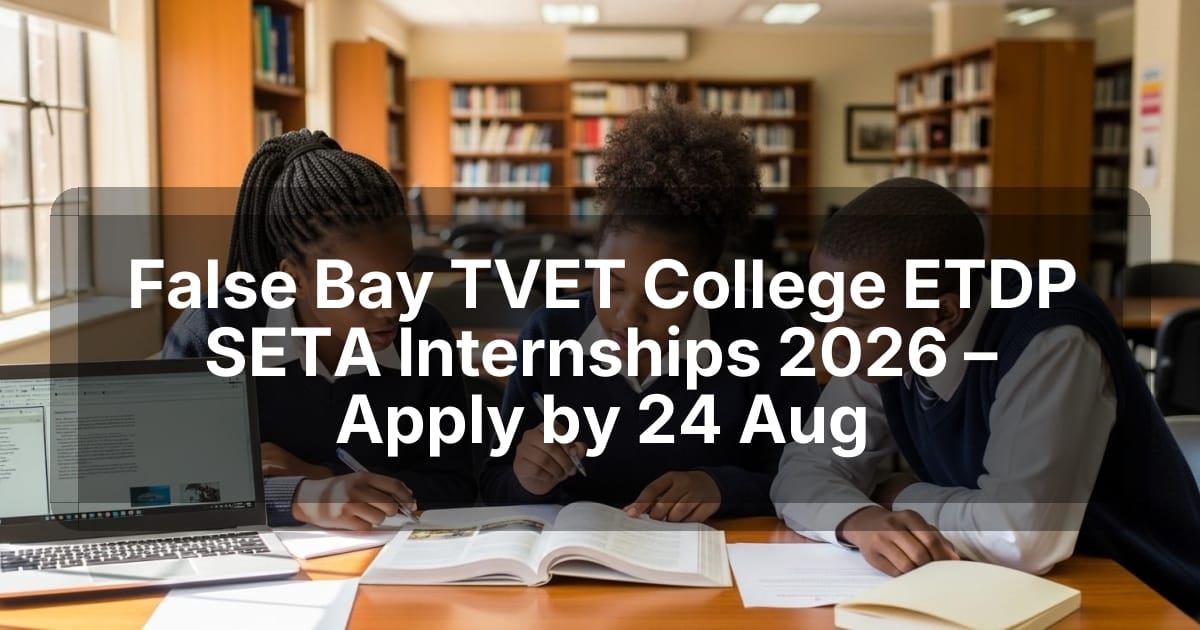 False Bay TVET College ETDP SETA Internships 2026 – Apply by 24 Aug