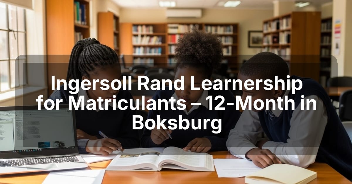 Ingersoll Rand Learnership for Matriculants – 12‑Month in Boksburg