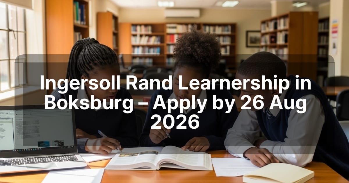 Ingersoll Rand Learnership in Boksburg – Apply by 26 Aug 2026