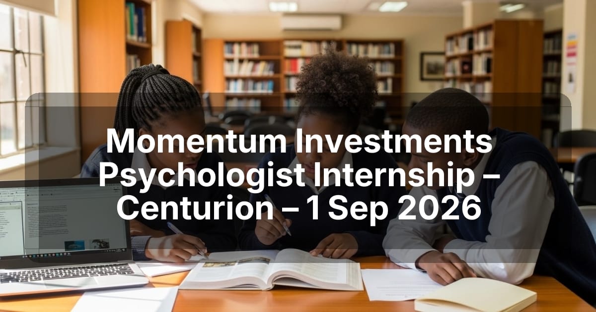 Momentum Investments Psychologist Internship – Centurion – 1 Sep 2026