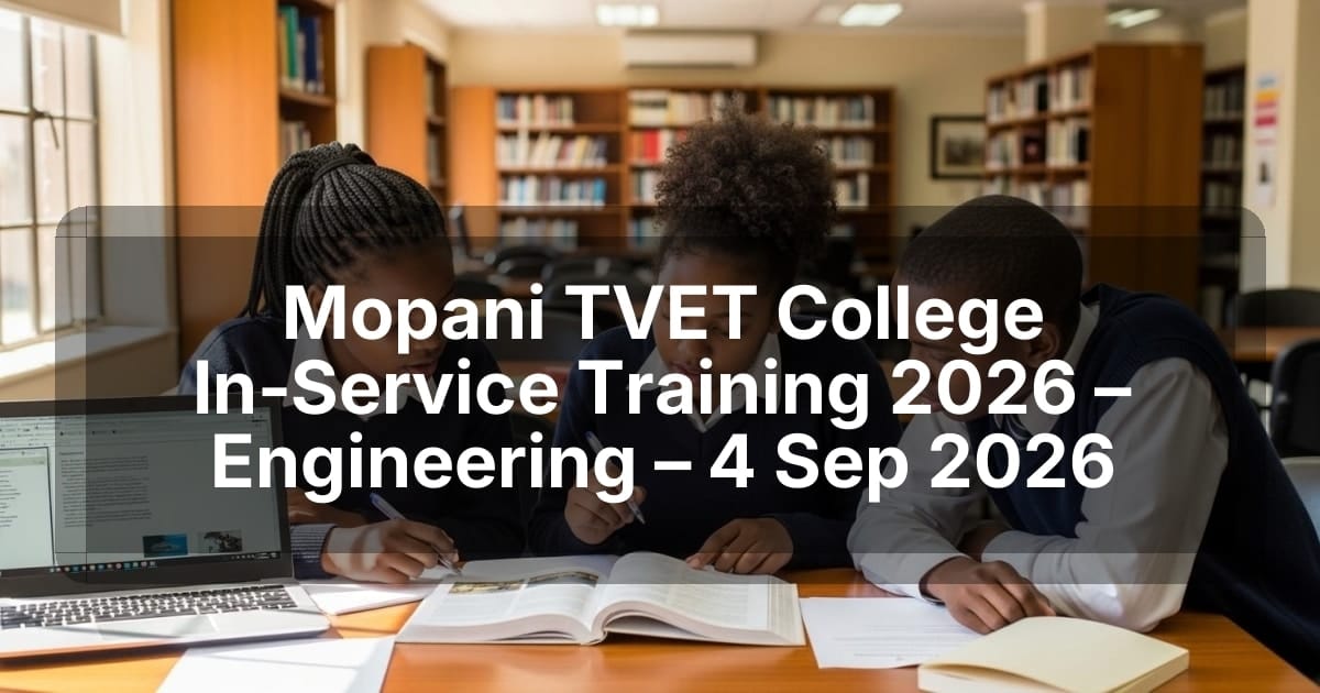Mopani TVET College In‑Service Training 2026 – Engineering – 4 Sep 2026