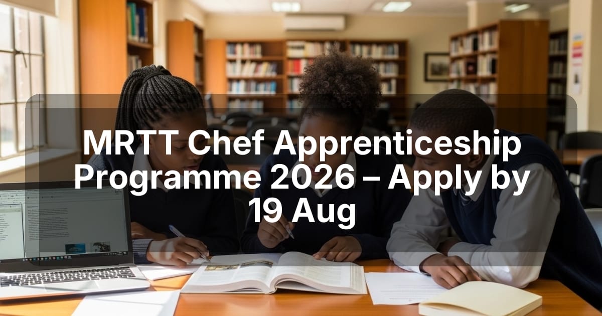 MRTT Chef Apprenticeship Programme 2026 – Apply by 19 Aug