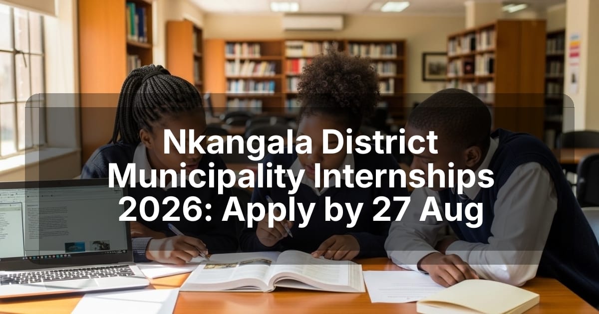 Nkangala District Municipality Internships 2026: Apply by 27 Aug