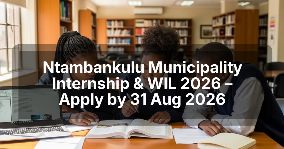 Ntambankulu Municipality Internship & WIL 2026 – Apply by 31 Aug 2026