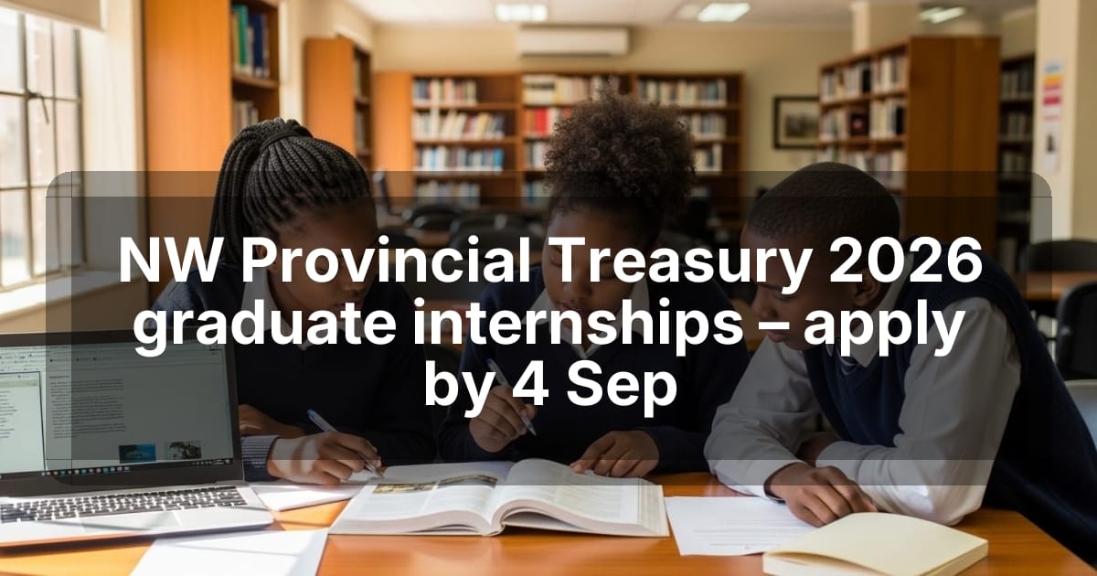 NW Provincial Treasury 2026 graduate internships – apply by 4 Sep