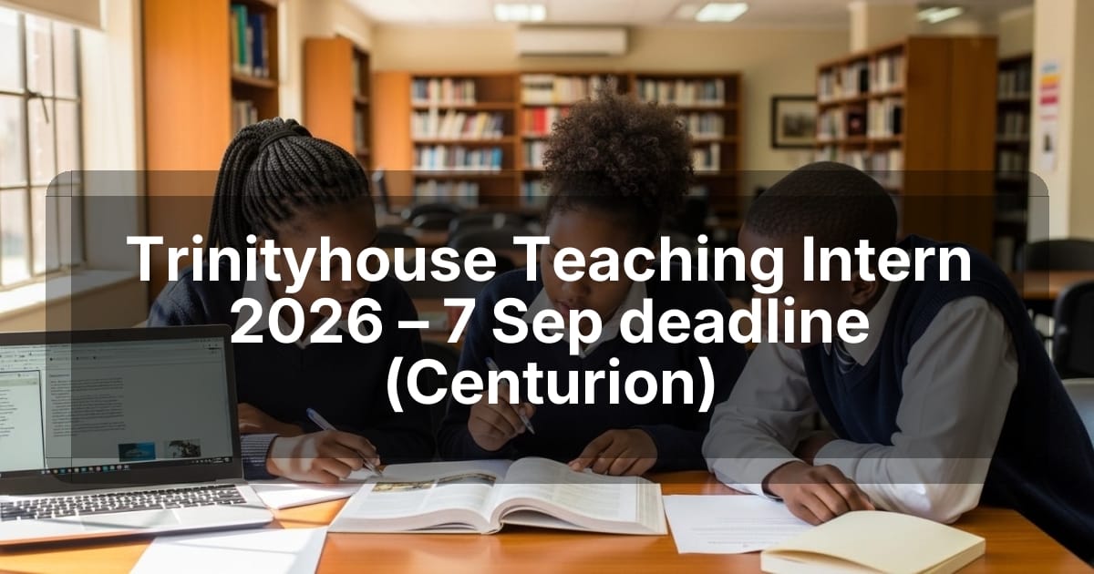 Trinityhouse Teaching Intern 2026 – 7 Sep deadline (Centurion)