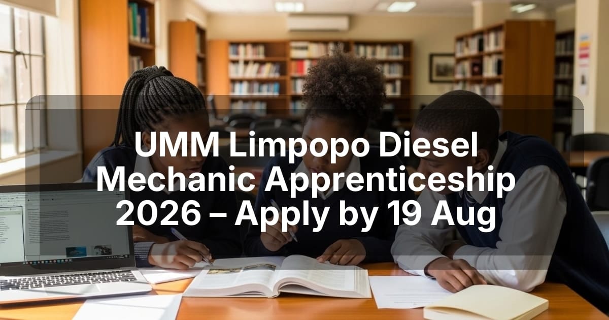 UMM Limpopo Diesel Mechanic Apprenticeship 2026 – Apply by 19 Aug