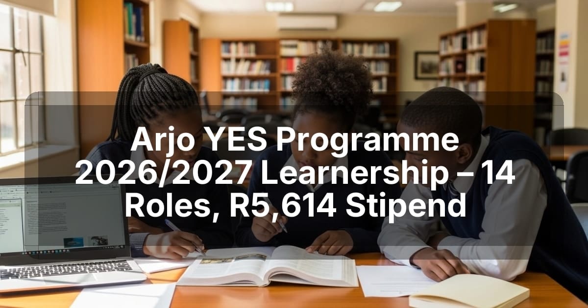 Arjo YES Programme 2026/2027 Learnership – 14 Roles, R5,614 Stipend