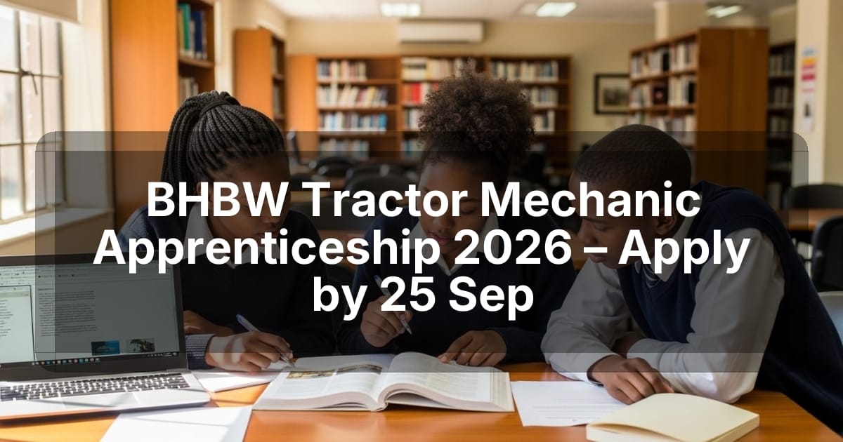 BHBW Tractor Mechanic Apprenticeship 2026 – Apply by 25 Sep