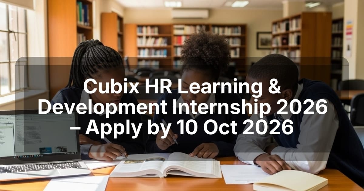 Cubix HR Learning & Development Internship 2026 – Apply by 10 Oct 2026