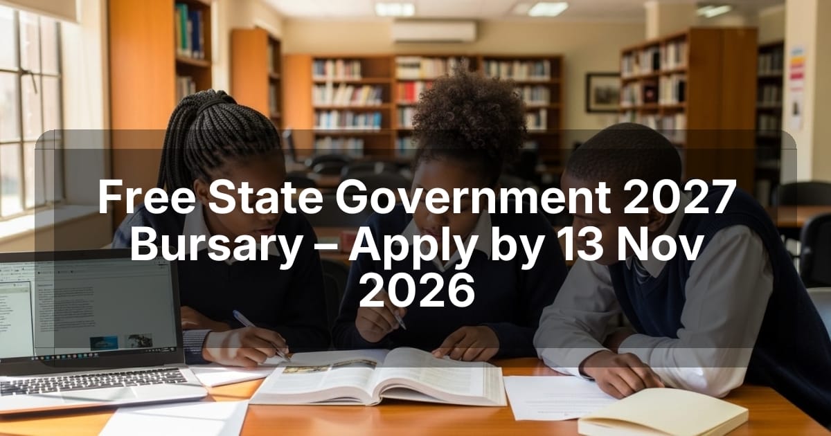 Free State Government 2027 Bursary – Apply by 13 Nov 2026
