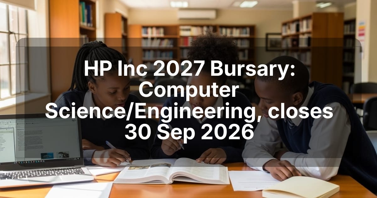 HP Inc 2027 Bursary: Computer Science/Engineering, closes 30 Sep 2026
