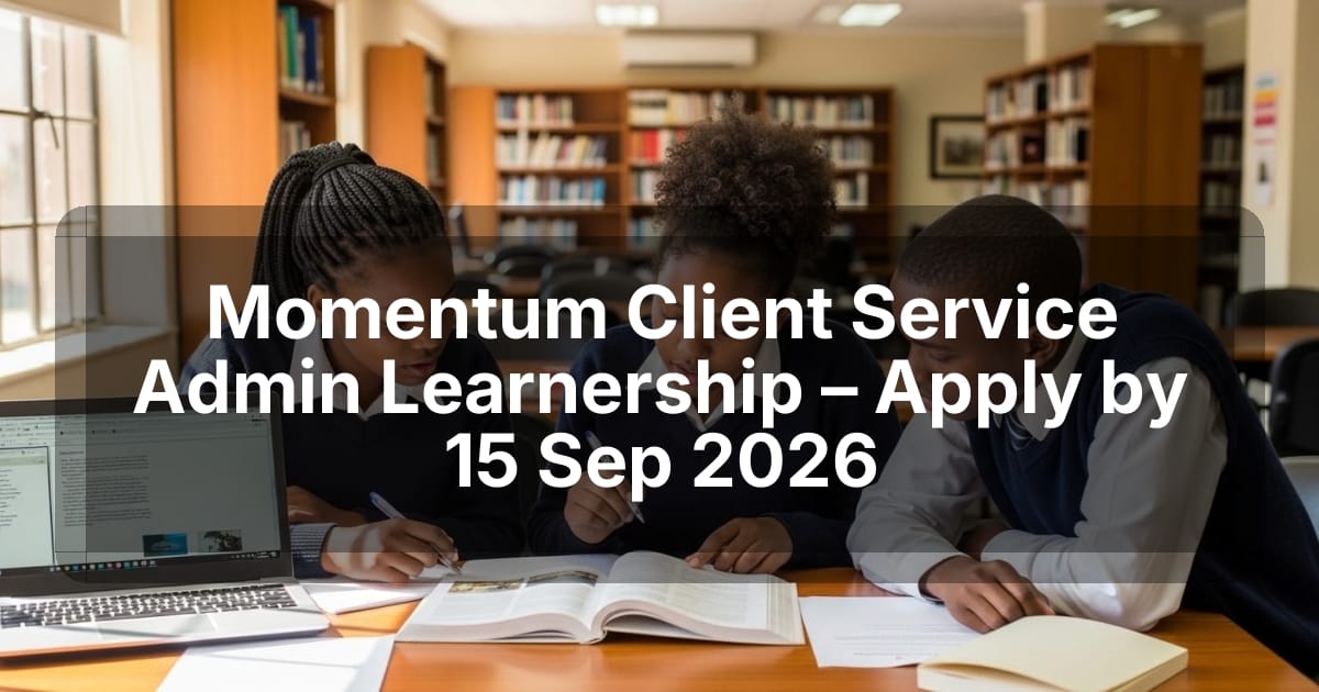 Momentum Client Service Admin Learnership – Apply by 15 Sep 2026