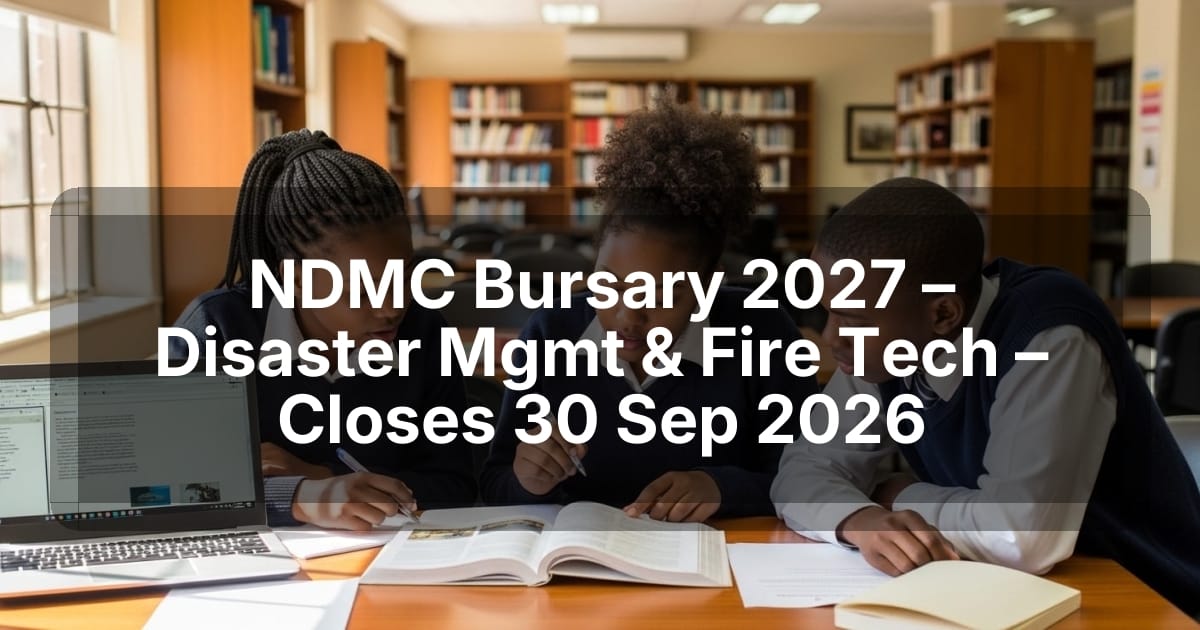 NDMC Bursary 2027 – Disaster Mgmt & Fire Tech – Closes 30 Sep 2026