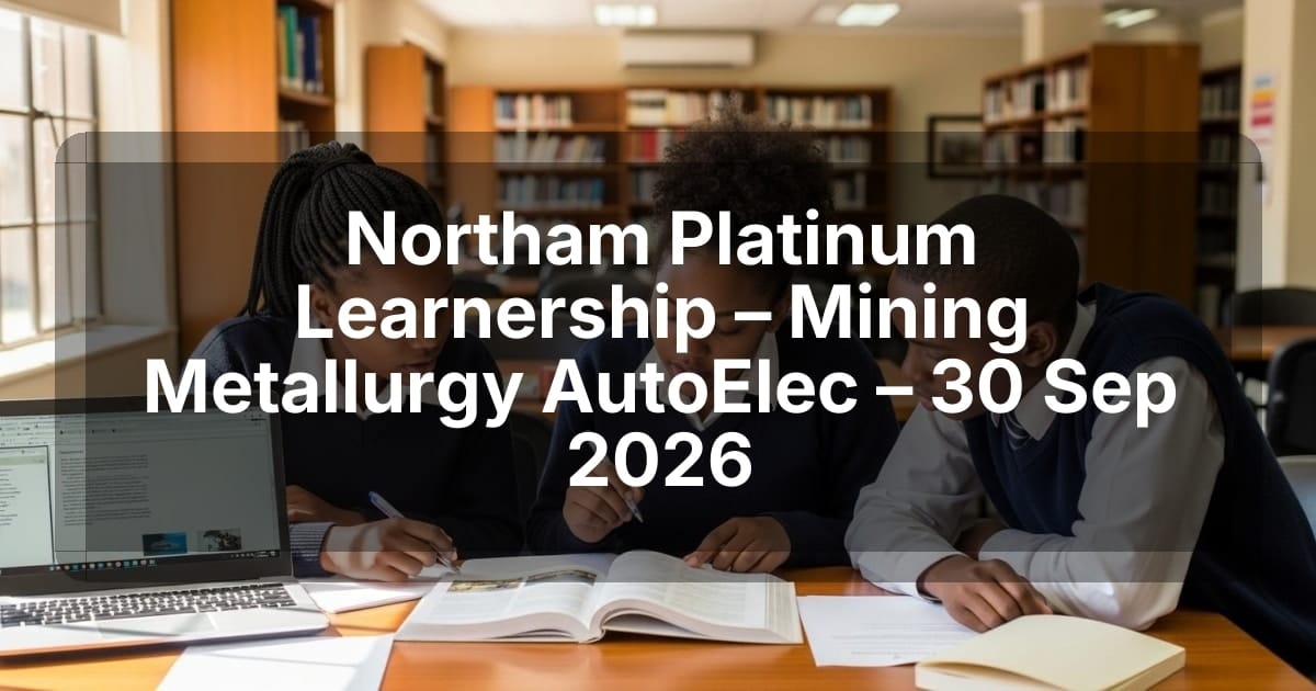Northam Platinum Learnership – Mining Metallurgy AutoElec – 30 Sep 2026