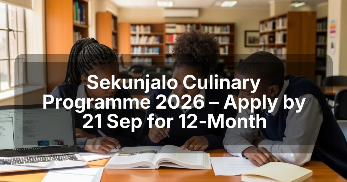 Sekunjalo Culinary Programme 2026 – Apply by 21 Sep for 12‑Month
