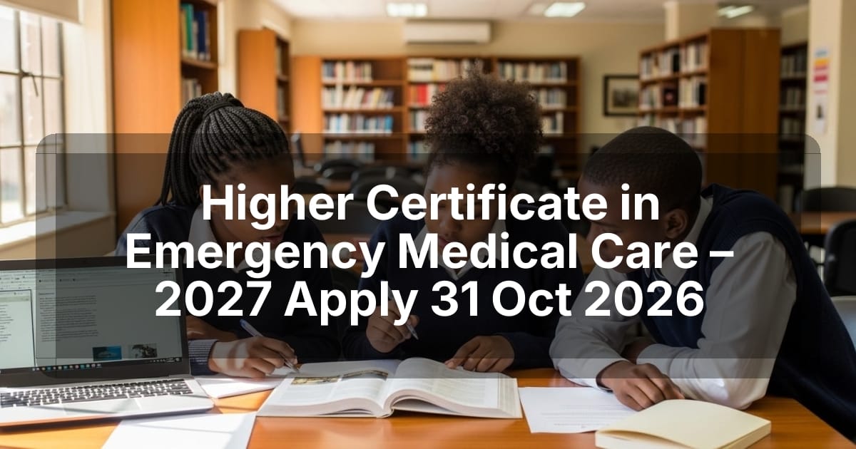 Higher Certificate in Emergency Medical Care – 2027 Apply 31 Oct 2026
