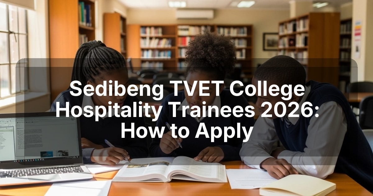 Sedibeng TVET College Hospitality Trainees 2026: How to Apply