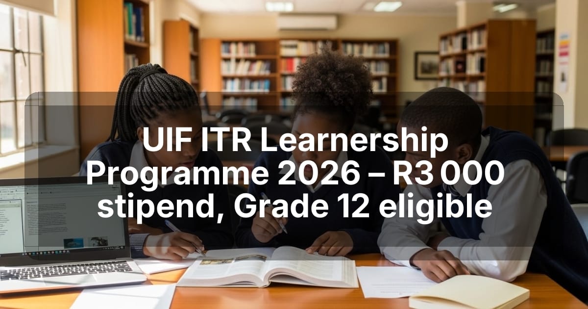 UIF ITR Learnership Programme 2026 – R3 000 stipend, Grade 12 eligible