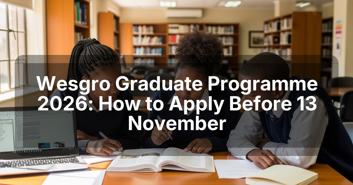 Wesgro Graduate Programme 2026: How to Apply Before 13 November